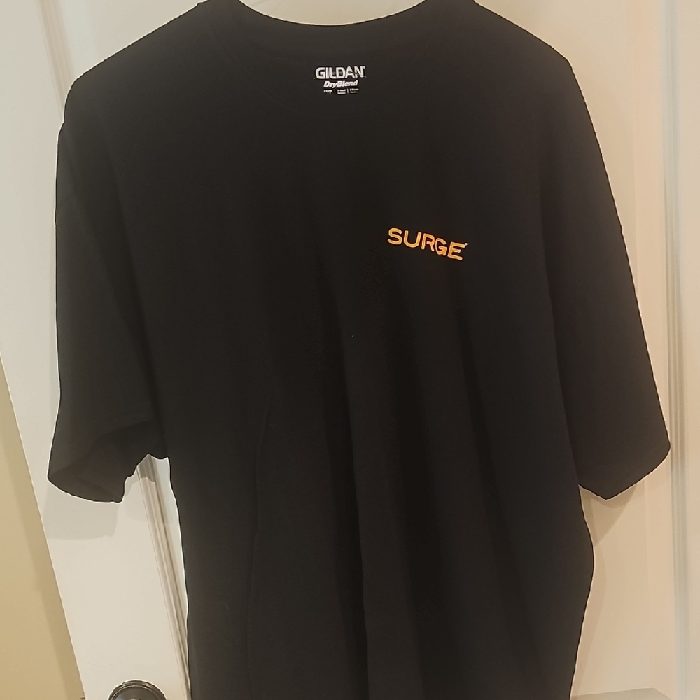Gildan XXL Black Tee with Orange Surge Design